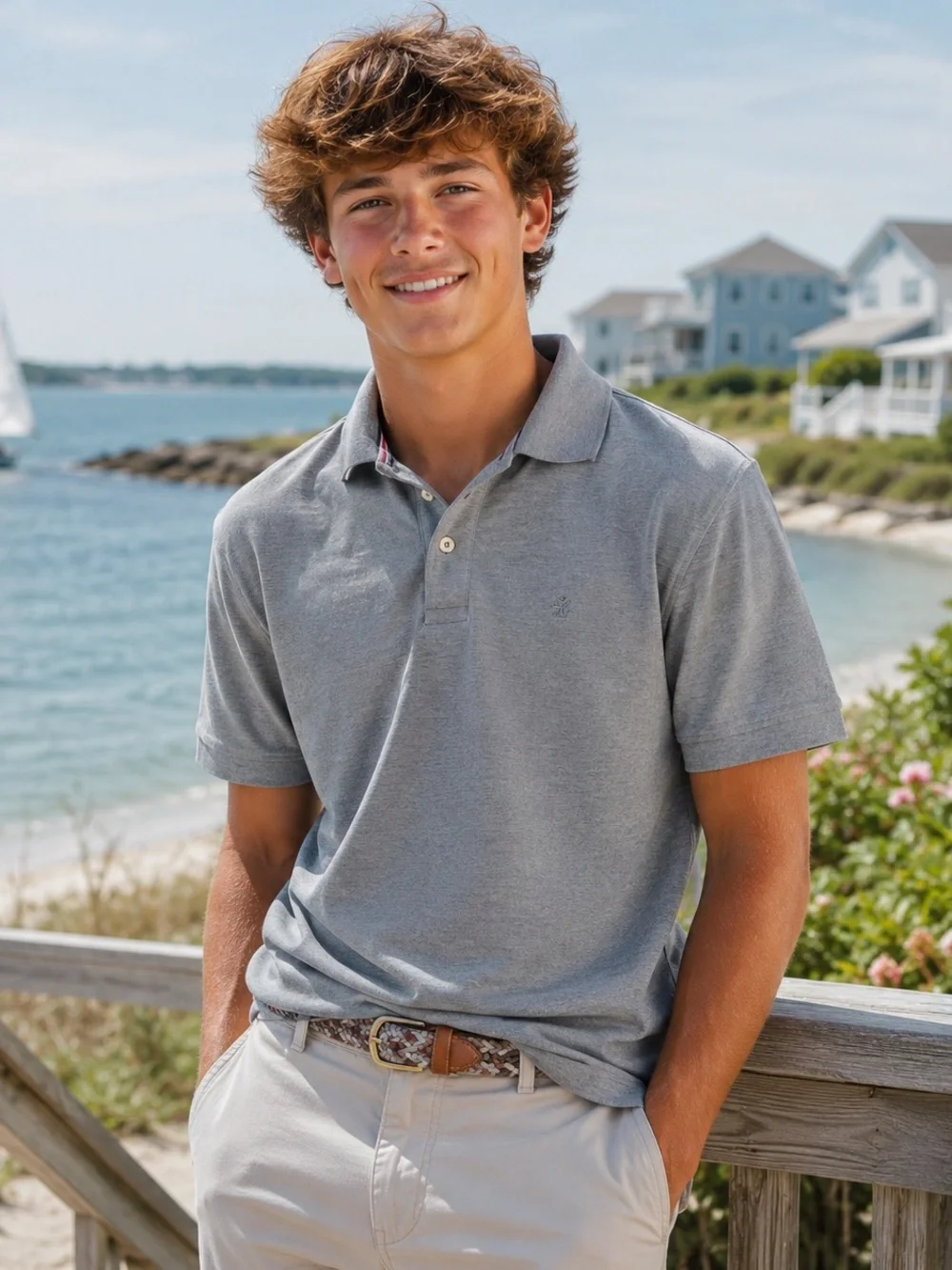 Izod Boy’s Heather Gray Polo - Casual Coastal Staple Size XL Classic SS